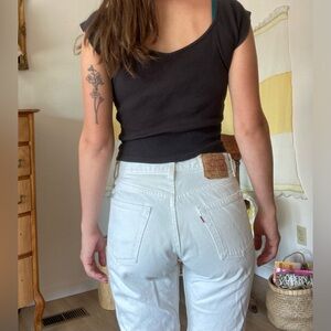 Levi’s white 501’s